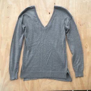 Zara V-Neck Sweater With Split Hem and V-Neck Back